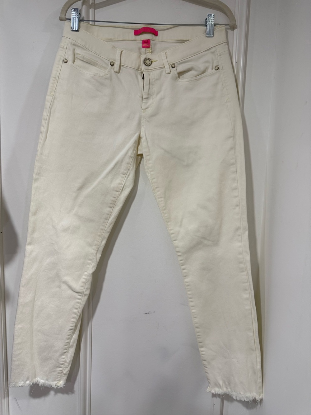 Lilly Pulitzer Pale Yellow Ankle Crop Mid Rise Jeans